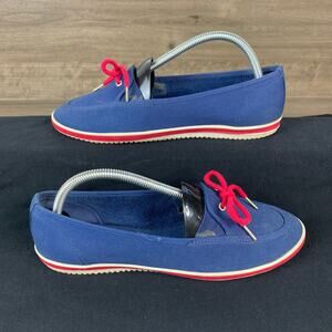 VTG Keds Grasshoppers Womens Slip On Shoes Sz 10 M Blue Red White Sneakers